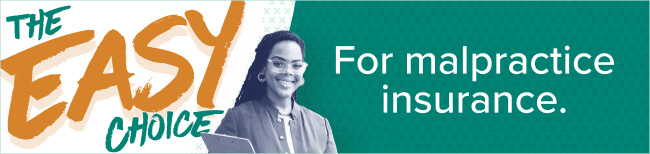 woman with clipboard standing in front of easy choice campaign banner 