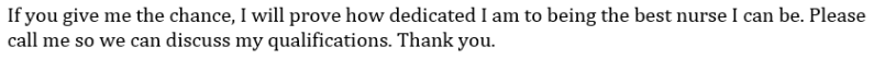 nursing student cover letter - how not to write out a thanks and call to action