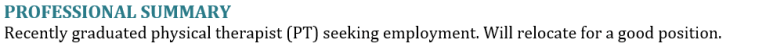 physical therapy resume example - how not to write a professional summary