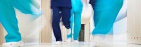 Hospital team running to an incident
