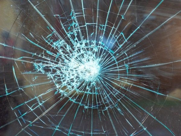 Window with shattered glass 