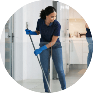 Janitor mopping floor