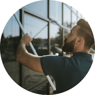 Window washer washing outside windows
